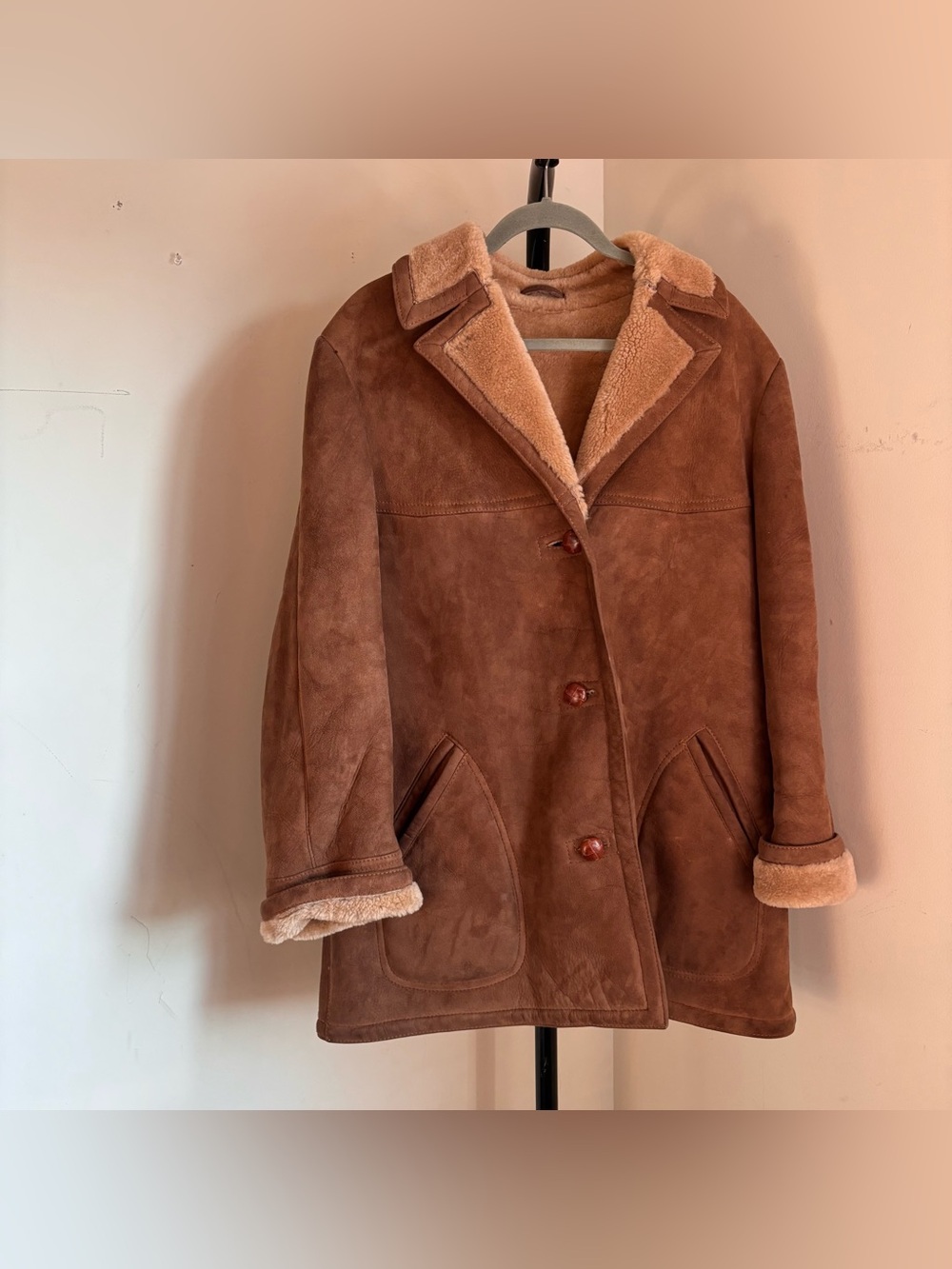 Genuine Sawyer of Napa Shearling Sheepskin 1970s Rancher Coat Jacket